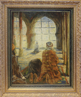 Франк Франц. Утренняя молитва в мечети. Четверо верующих, обративших взор в Мекку 